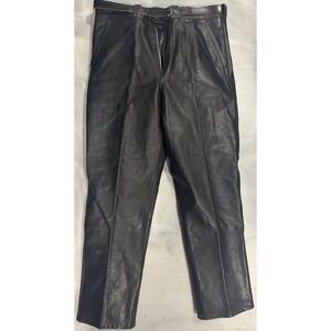 Vintage 70s Men's Black Leather Motorcycle Pants Euro 50 (US 34) Nagel Zipper